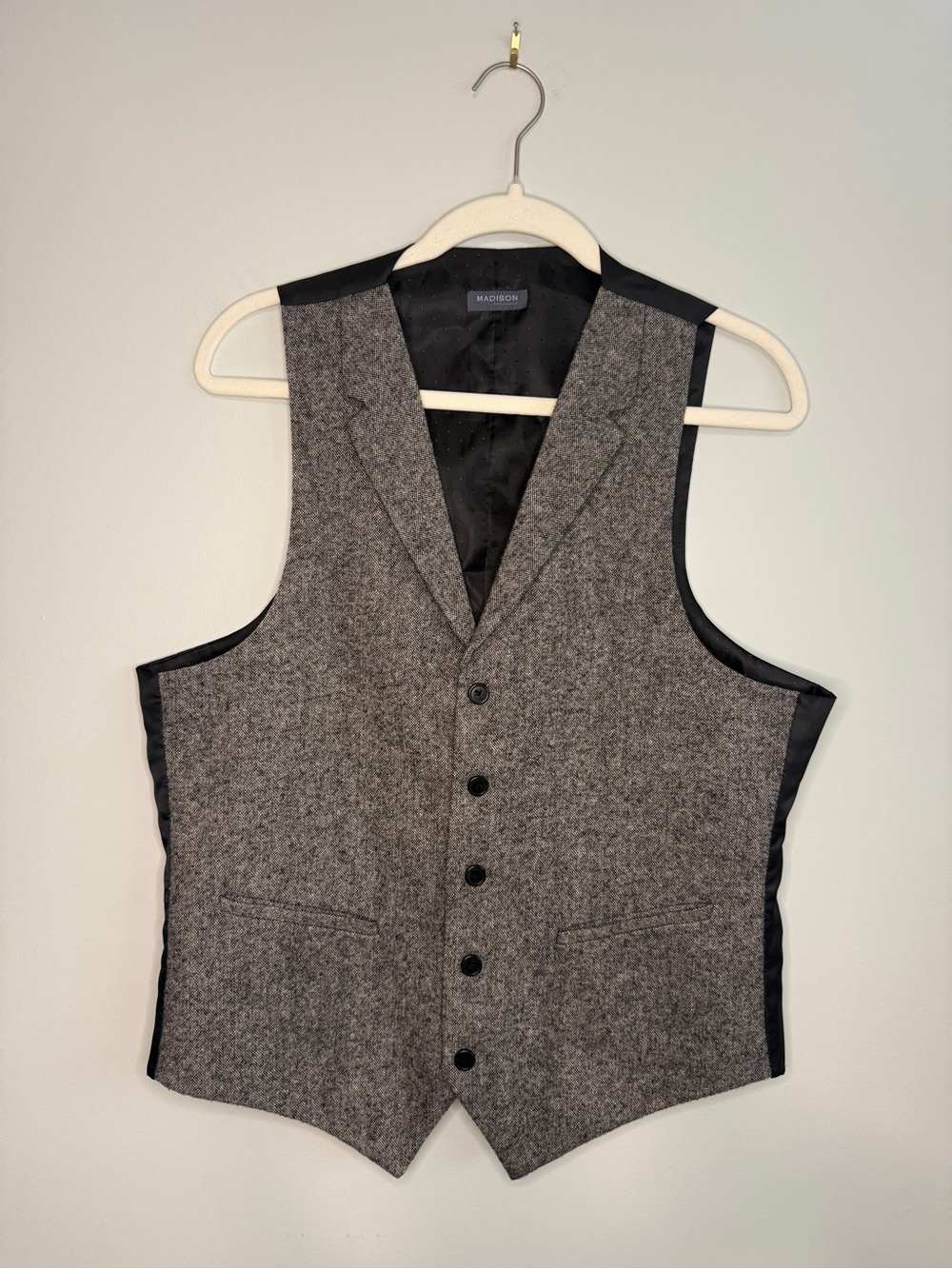 Madison Wool Blend Tweed Vest Men’s Small